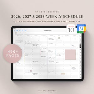 2026 2027 Digital Planner GoodNotes Planner Daily Planner Weekly Hourly Schedule Monthly Planner Google & Apple Calendar | The Lite Edition
