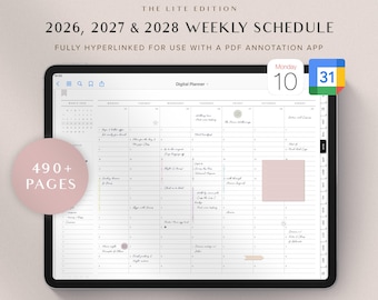2026 2027 Digital Planner GoodNotes Planner Daily Planner Weekly Hourly Schedule Monthly Planner Google & Apple Calendar | The Lite Edition