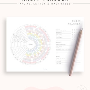 Maandkleuring Habit Tracker Circulaire 365 Daily Fitness Workout Tracker Wiel van Gewoonten Cirkel Dagelijkse gewoonten Grafiek Dagelijkse routine