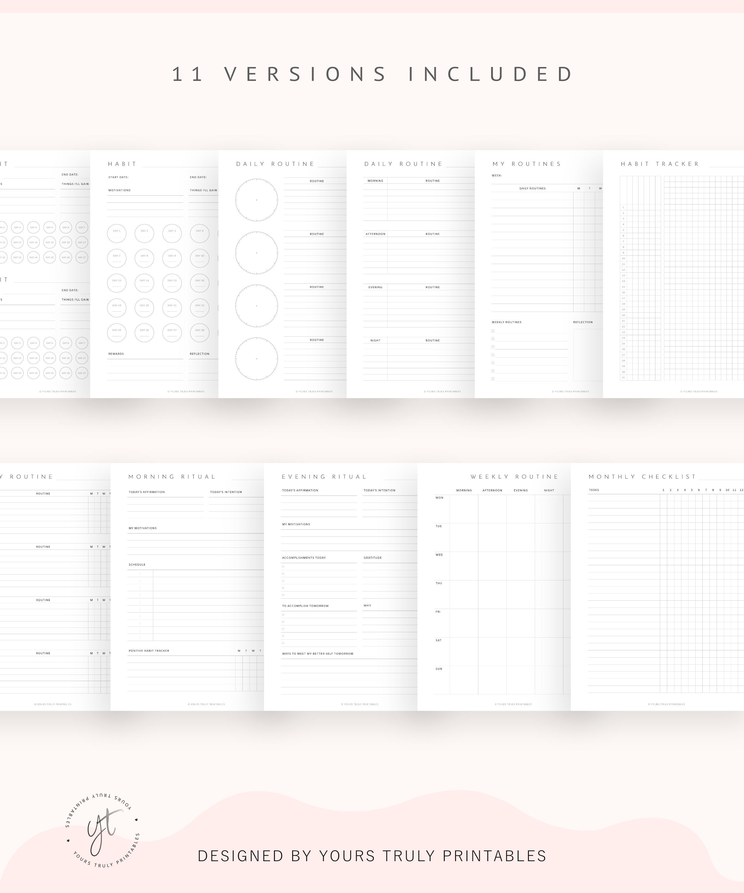 Daily Routine Printable, Weekly Routine Checklist Template, Morning ...