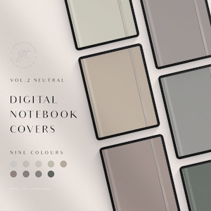 Cubiertas para Cuadernos Digitales - Neutro - Banda Elástica de Cubiertas Duras Realistas / para Planificador Digital y Diario Digital / Carta de EE. UU. / 9 Colores