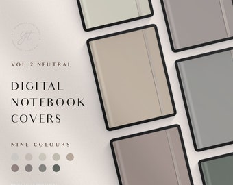 Couvertures numériques pour ordinateurs portables - Neutre - Bande élastique pour couvertures rigides réalistes | pour agenda numérique et journal numérique | Lettre US | 9 couleurs