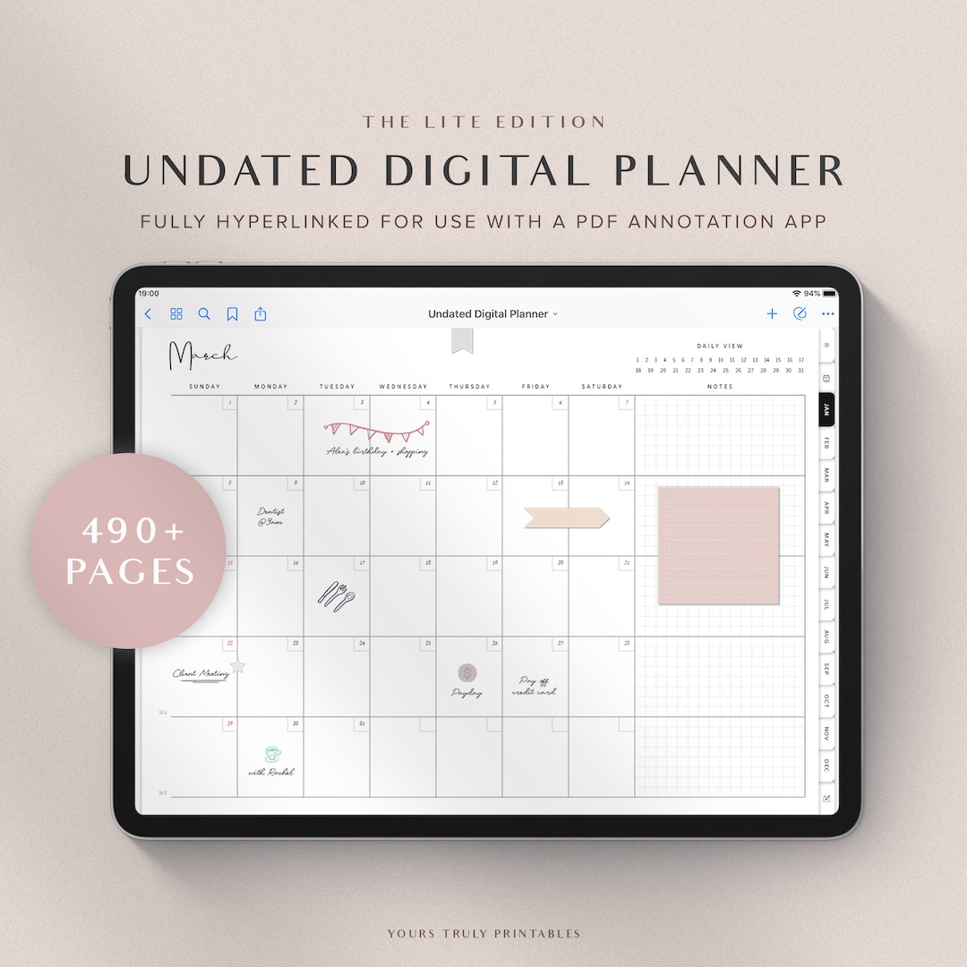 Undated Planner, Digital Planner, Goodnotes Planner, iPad Planner ...