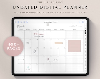 Undated Planner, Digital Planner, GoodNotes Planner, iPad Planner, Hyperlinked Planner, Minimalist Planner, Daily, Weekly, Monthly Calendar
