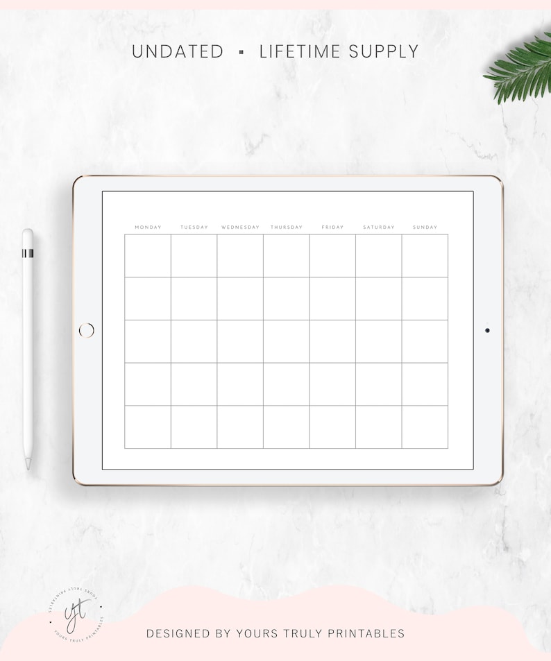 blank calendar printable large undated calendar minimalist