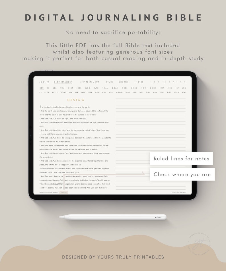 Digital Journaling Bible ASV Large Font Ruled Landscape Etsy