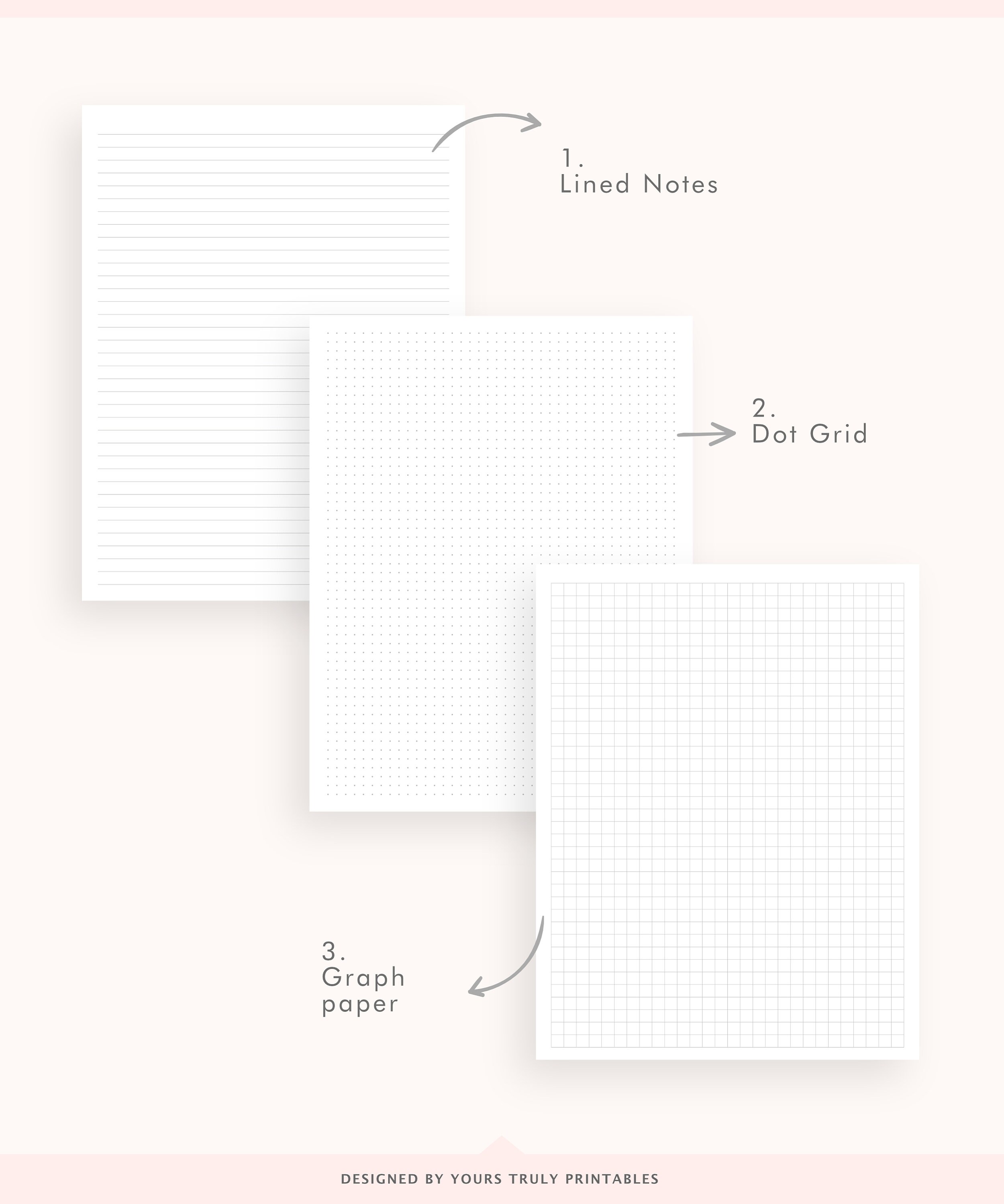 Printable Notebook Paper Templates Dotted Grid Graph Paper | Etsy