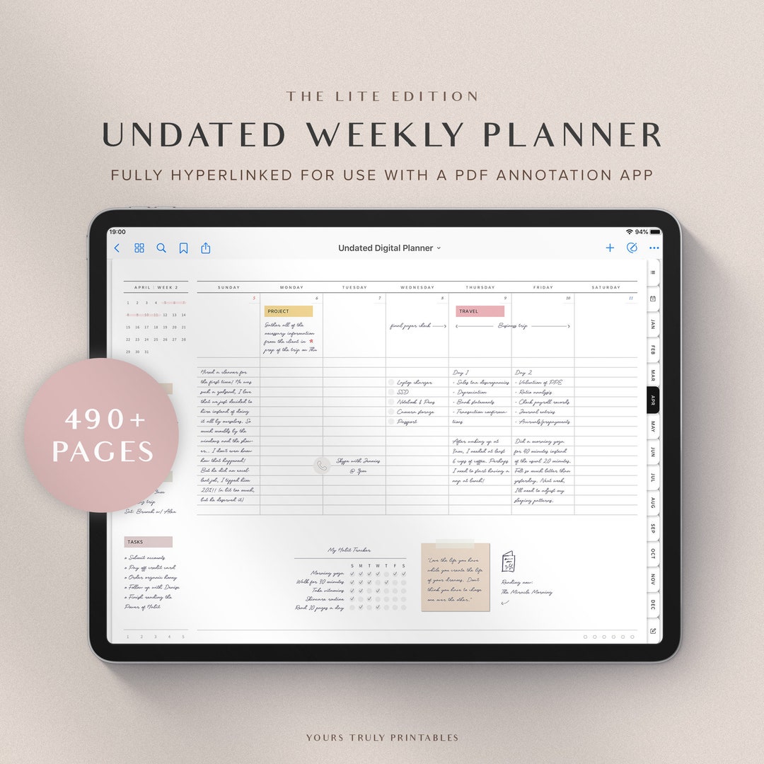 Undated Planner, Digital Life Planner, Goodnotes Planner, iPad Planner ...