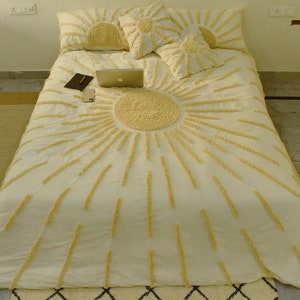 Ivory 100% Cotton Duvet Cover, Boho Dorm Bedding, All Sizes Available, White Duvet Set with 2 Pillow Covers, Zipper Closure for Easy Use