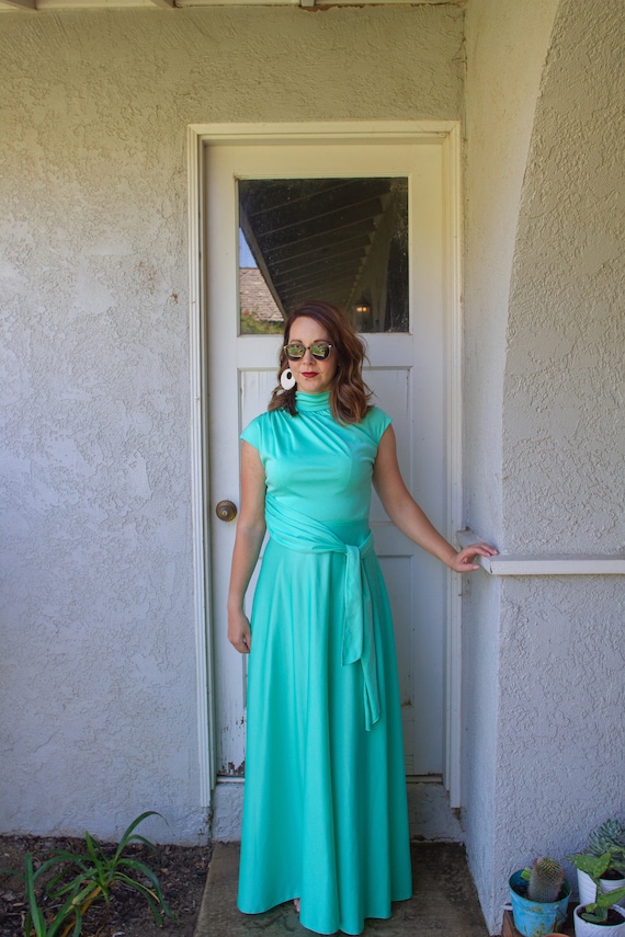 1960's Mint Green House of Bianchi Bridesmaid Maxi