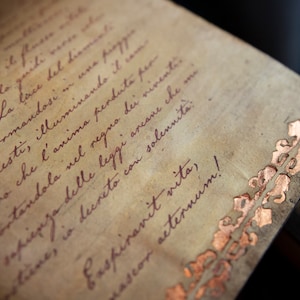 Ancient magical parchments: handcrafted parchment with formulas and description of the components and gestures