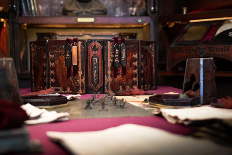 DM Screen - Book of Ancient Legends | Handcrafted Wooden RPG GM Screen for DnD, Pathfinder, Roleplaying Games, Tabletop, Fantasy Adventures image 3