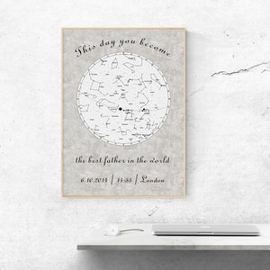 Persönliches Geschenk zum Vatertag, druckbare Sternenkarte, benutzerdefinierte Karte des Himmels, personalisierte Himmel Karte, Geburtstag, Karte des Himmels, Geburt, Star Chart
