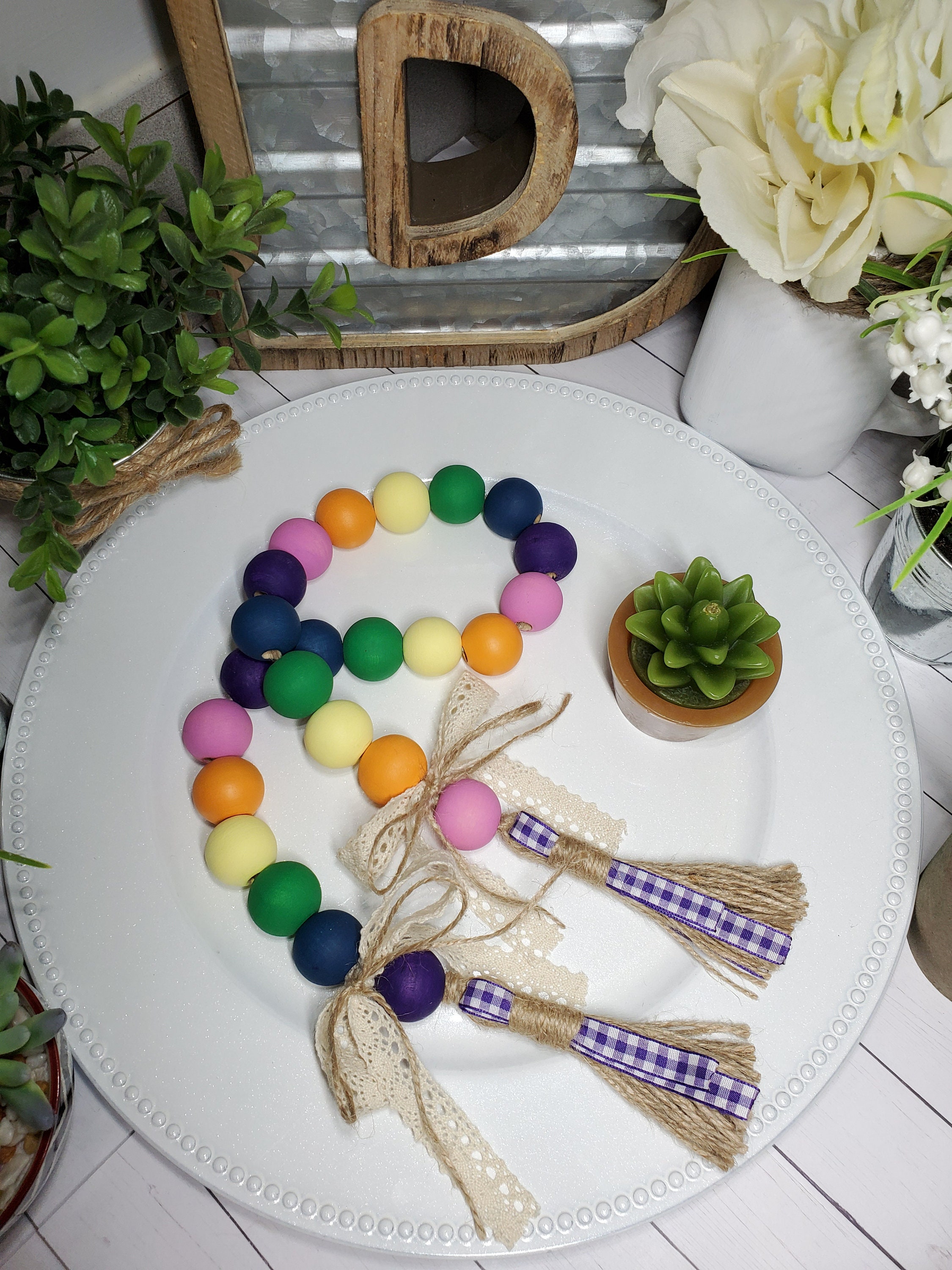 Guirnalda de madera de verano de primavera brillante cuentas | Etsy