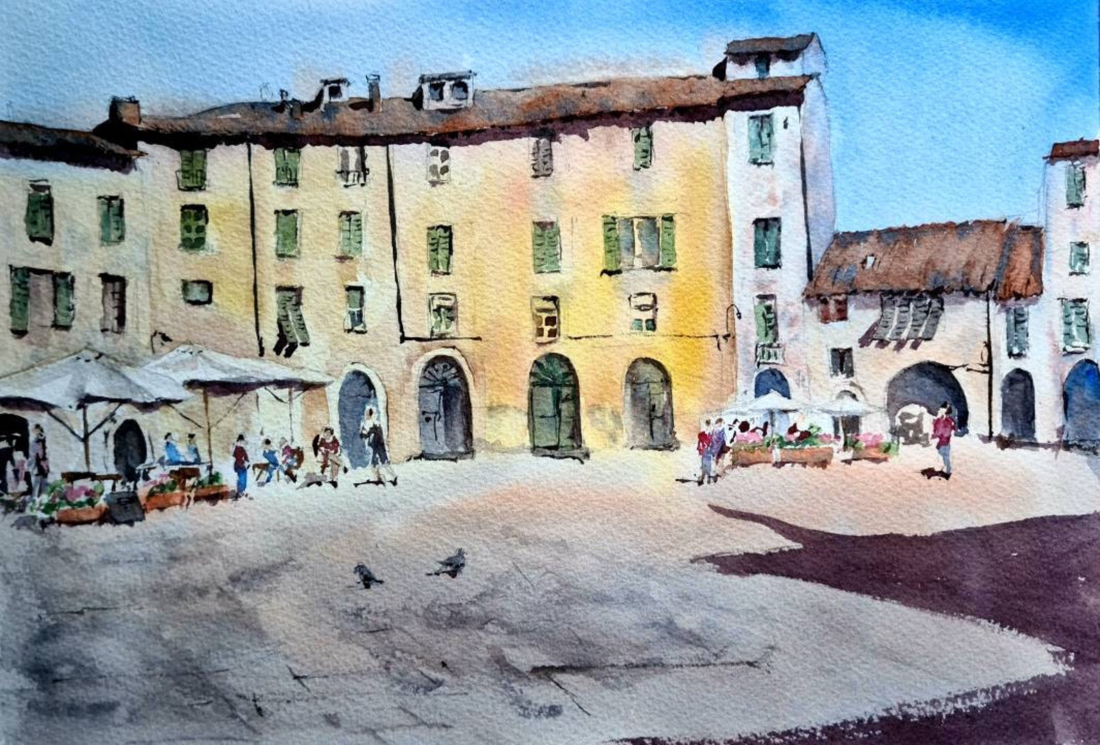 Lucca Tuscany Italy original watercolour painting of a Etsy