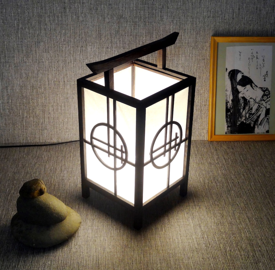 Japanese Lamp from rice paper Japanese table lamp. Shoji lamp Etsy