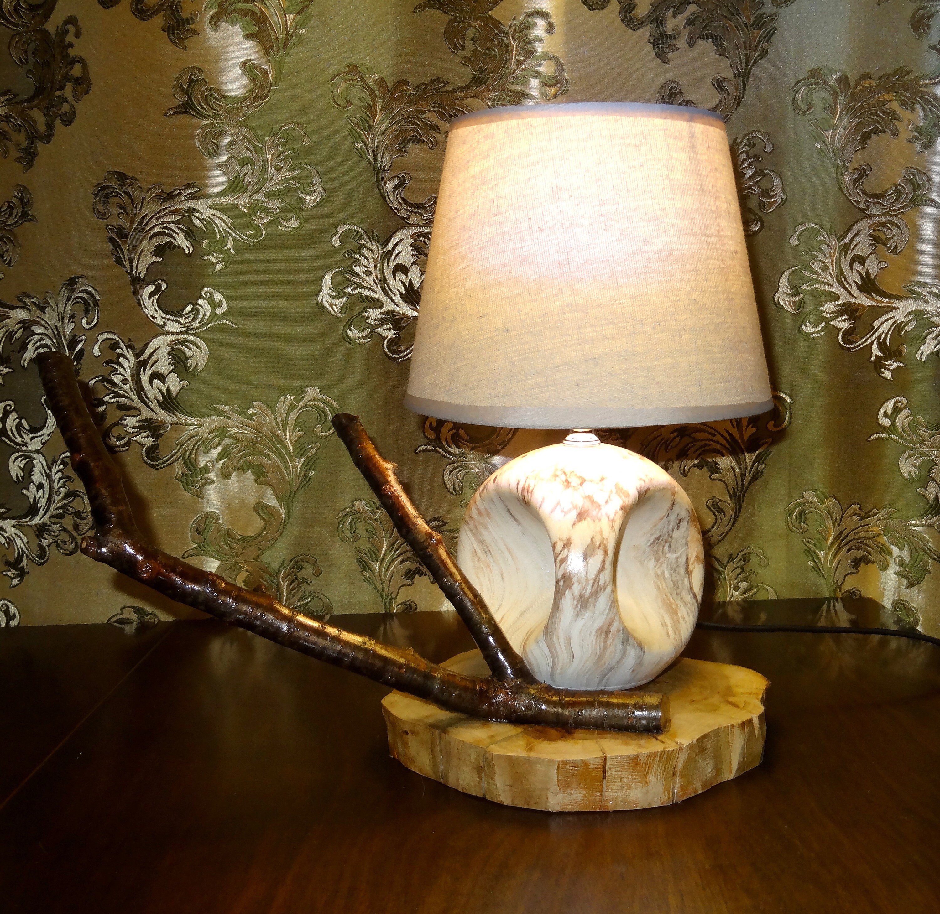 Ceramic table lamp with a tree branch table lamp made of Etsy