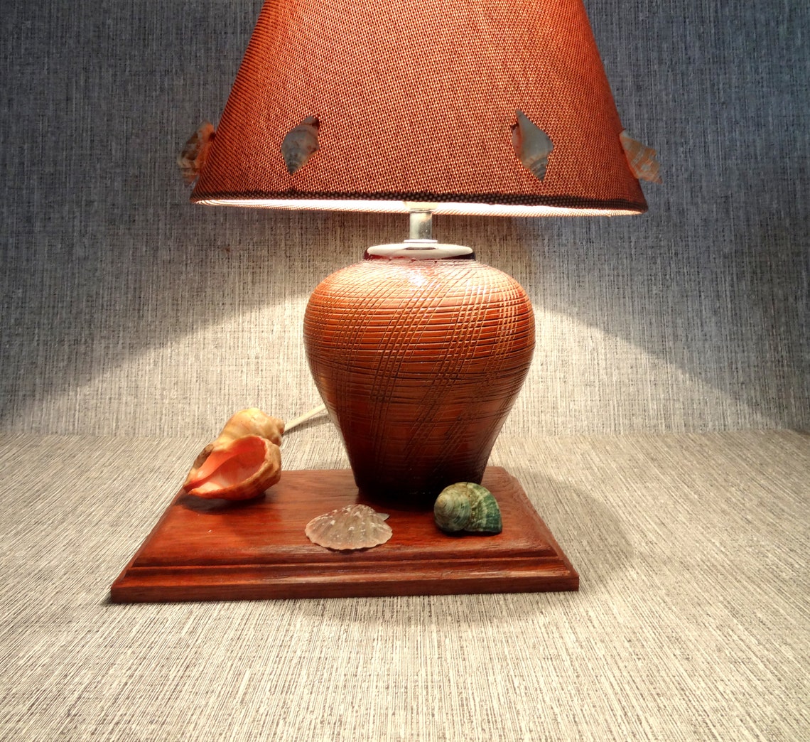 Ceramic table lamp with shells handmade lamp lamp made from Etsy