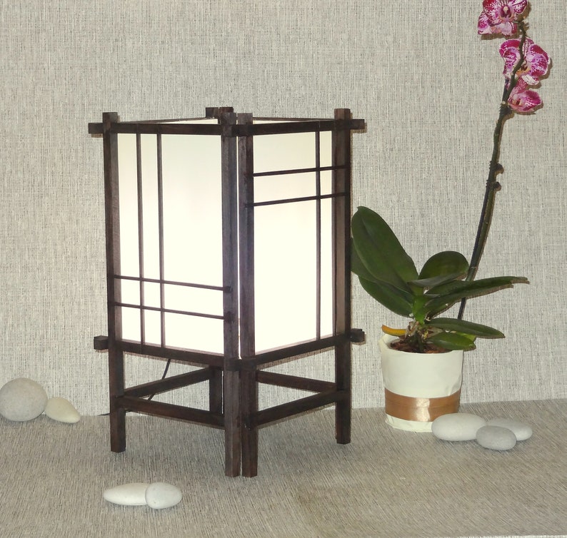 Japanese lamp shoji. Lamp made of wood and silk fabric. | Etsy