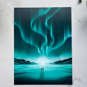 Northern Lights painting “Together” - Original oil painting - Aurora - Northern Lights artwork