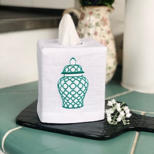 Linen Tissue Box Cover, Monogrammed Tissue Case, Minimalist Housewarming Gift, Farm House Rustic Retro Fall Thansgiving Christmas Decor