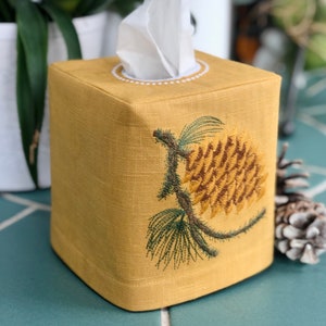 Porta fazzoletti in lino, porta fazzoletti monogrammato, regalo minimalista per inaugurazione della casa, decorazione autunnale retrò rustica per fattoria, ringraziamento e Natale