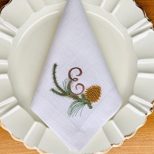Embroidered Easter Napkins, Monogrammed Table Linens, Spring Fall Autumn Thanksgiving Christmas Chinoiserie Customized Wedding Mothers' Gift