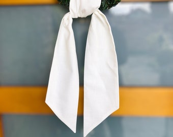 Ivory Linen Wreath Sash: Embroidered Monogram Option