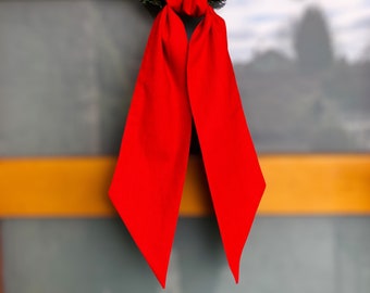 Christmas Red Linen Wreath Sash: Embroidered Monogram Option