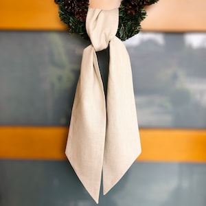Quality linen wreath sash, beige natural linen sash, mother&#39;s day gift, embroidered monogram sash, linen wreath sash blank, basket sash