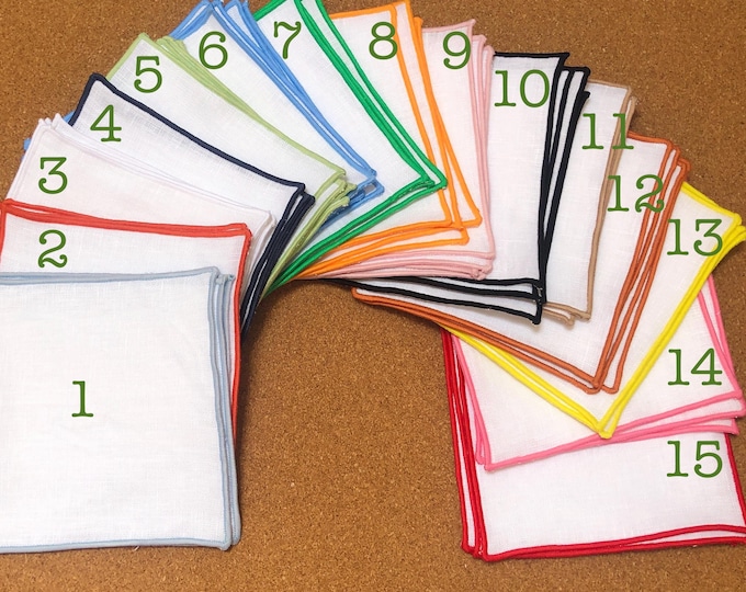 Set of 4 Rolled Hem Linen Cocktail Napkins – White, 6"x6"