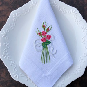 Embroidered Easter Napkins, Monogrammed Table Linens, Spring Fall Autumn Thanksgiving Christmas Chinoiserie Customized Wedding Mothers&#39; Gift