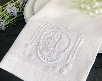 Embroidered Linen Napkin, Monogrammed Table Decor, Wedding Gift