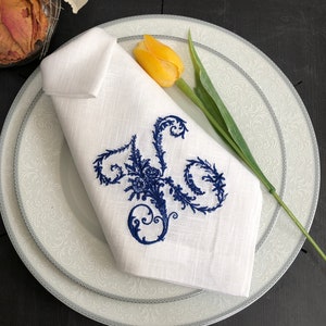 Embroidered Easter Napkins, Monogrammed Table Linens, Spring Fall Autumn Thanksgiving Christmas Chinoiserie Customized Wedding Mothers&#39; Gift