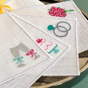 Custom Embroidered Cocktail Napkins, Bridal Shower Wedding Proposal Newly Wed Anniversary Gift, Funny Coasters, Father&#39;s Day Birthday Gift