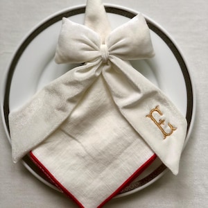 Fiocchi di nastro monogrammati in velluto bianco per Natale invernale per tovaglioli da tavola, regali personalizzati per San Valentino, decorazioni da tavola con monogrammi di nastri per matrimoni