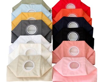 Överdrag till näsduksask i linne: Broderad mun, minimalistisk inredning