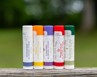 Natural Lip Balm Shea Butter Peppermint, Orange Citrus, Lavender Handmade Lip Balm, Lip Butter, Essential Oil Lip Balm, Beeswax Lip Balm