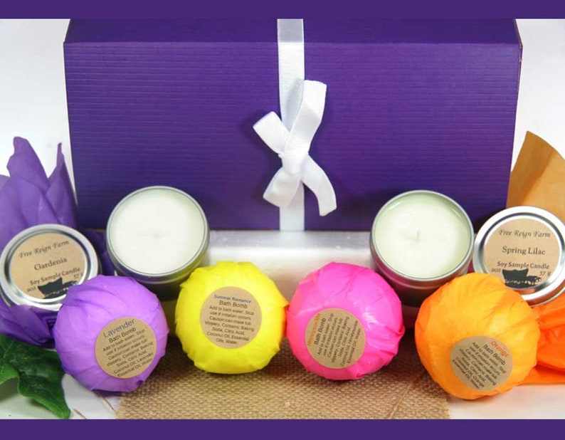 Bath Bomb Candle Spa Set Bath Gift Set with Essential Oils Etsy
