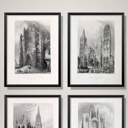 French Gothic Cathedrals Set Four Vintage Architecture - Etsy