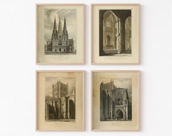French Gothic Cathedrals Set Four Vintage Architecture | Etsy