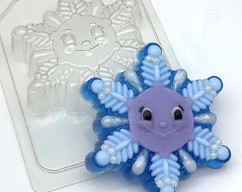 SNÖFLINGEFORM, Tvålform, Julform, Badbombsform, Vinterform, Chokladform, Leende snöflinga, Vinterland Novelty Form