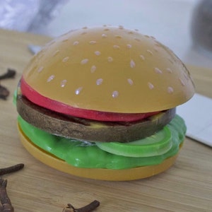 HAMBURGER MOLD, 8-teilige Kunststoff-Seifenform, Burgerform, Fast Food-Form, Salatbrötchen-Tomate-Gurken-Patty-Form, einzigartige Seifenherstellungszubehör