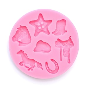Cowboy, Rodeo, Horse Themed Silicone Mold, Fondant Mold, Chocolate Mold, Horseshoe Mold, Running Horse Mold, Cake Decorating, Resin Mold