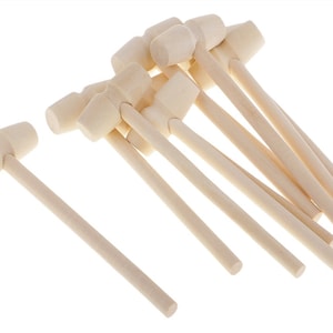 WOODEN MALLET HAMMER (Set of 10) - Small Size / 5.5 Inches Length - Baking Supplies for Breakable Heart, Dessert Supplies by ShapemCom