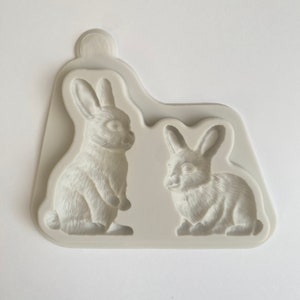 BUNNIES MOLD, Rabbit Fondant Mold, Easter Cake Decoration, Highly Detailed Chocolate Mold, Resin Mold, Clay Mold, Kids Birthday Cake Mold