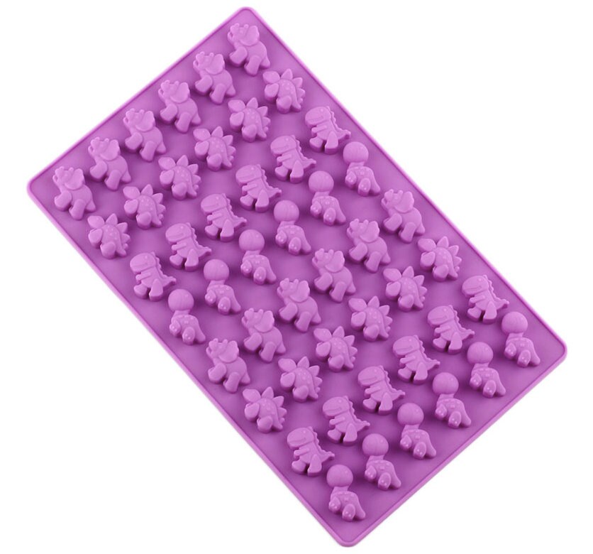 Molde de doces de dinossauros, molde de silicone com 48 cavidades, molde de ursinho de goma, molde de resina, molde de chocolate, molde de comida, molde para sabonete, utensílios de panificação