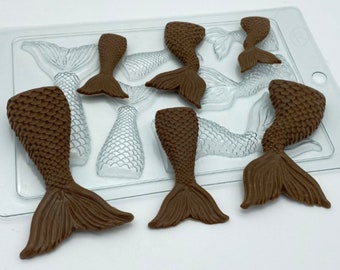 MERMAID TAILS MOLD, Chocolate Mold, Ocean Theme Cake Decoration, Candy Mold, Fondant Mold, Nautical Mold, Sea Creatures Mold Baking Supplies
