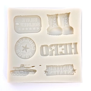 MILITARY VARIETY MOLD, Boots Mold, Tank Mold, Chocolate Mold, Fondant Mold, Cake Decoration, United States Veteran Mold, Resin Mold, Clay