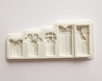 GIFT BOXES MOLD, Fondant Mold, Birthday Cake Decoration, Christmas Gifts Bows Chocolate Mold, Candle Wax Mold, Clay Mold, Matte Resin Mold